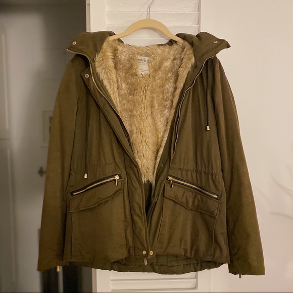 Zara Khaki Fur Lined Winter Parka - Picture 4 of 9